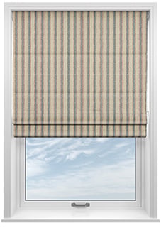 Emily Bond Block Printed Stripe, Blue & Red - Roman Blind